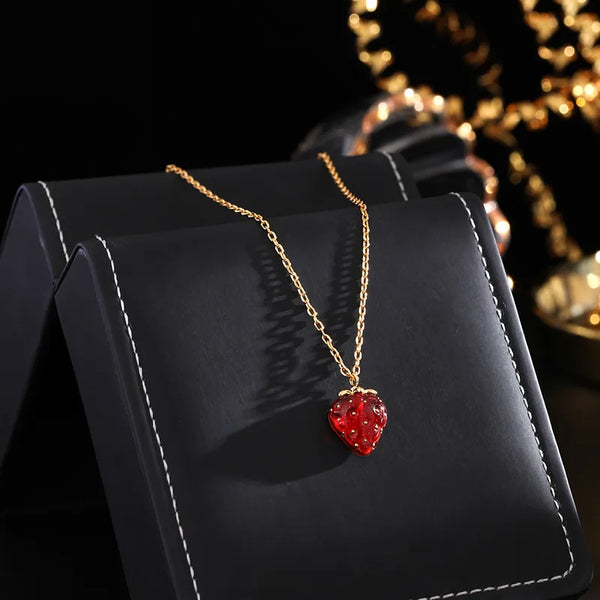 Strawberry Ks branded 18k plated necklace