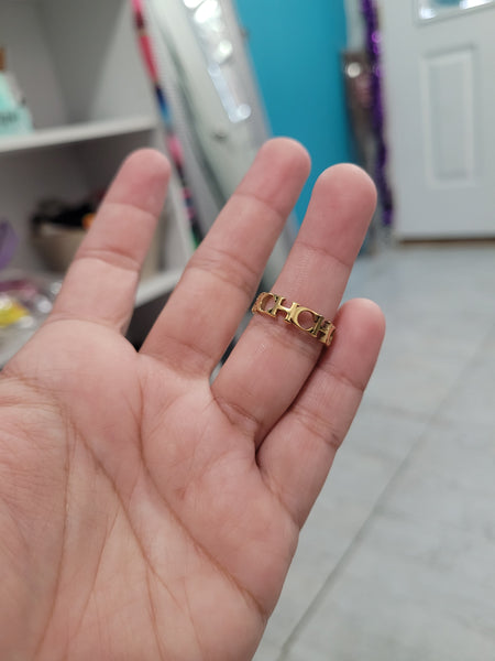 Ch 18k plated adjustable ring