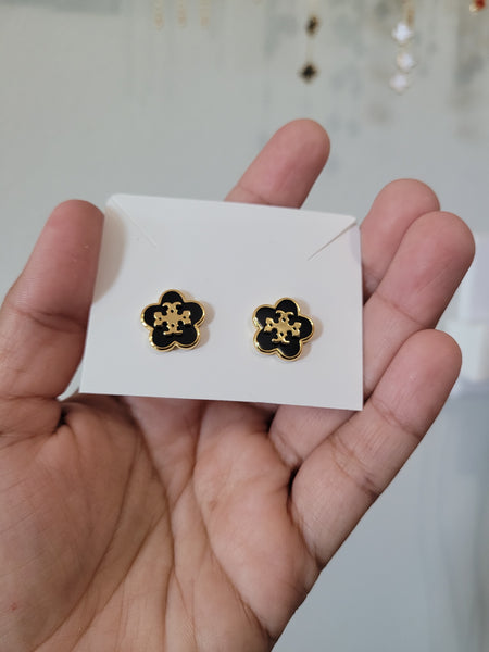 Tb flower 18k plated studs #36