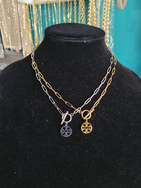 Tb 18k plated paperclip necklace