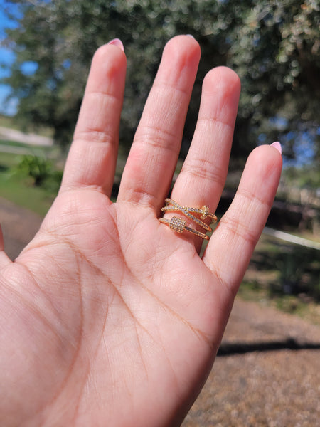 Clavo 14k plated adjustable chunky ring