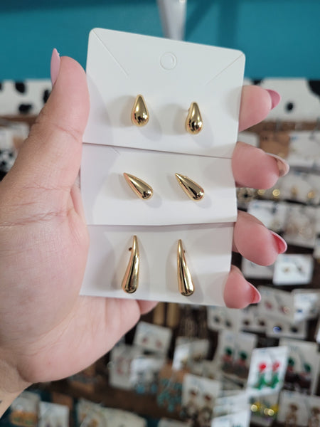 Teardrop 18k plated studs