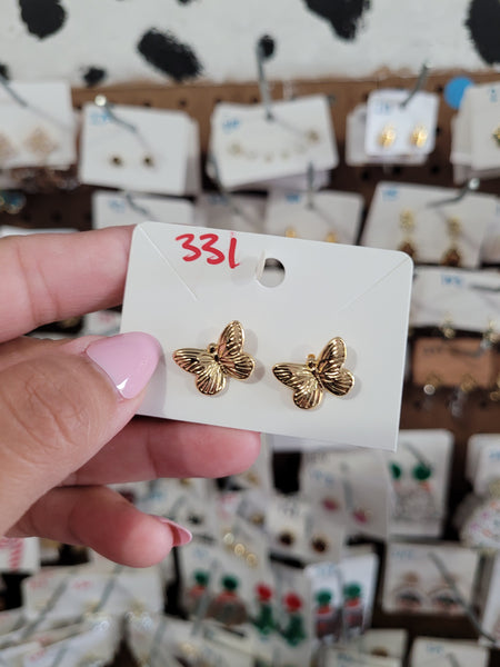 18k plated butterfly studs #331