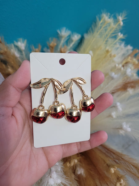 18k plated cherry studs #503