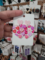 Heart pink/purple acrylic drops