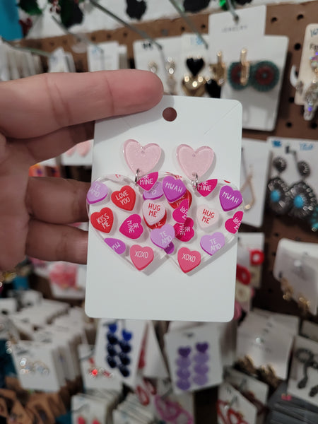 Heart pink/purple acrylic drops