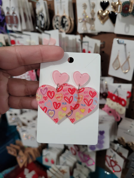 Pink heart acrylic drops