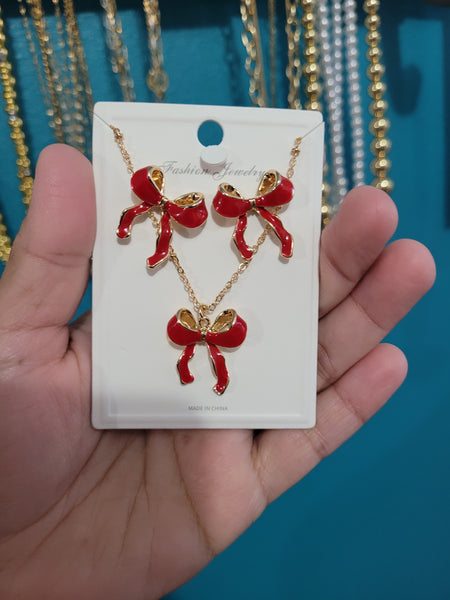 18k plated bow set