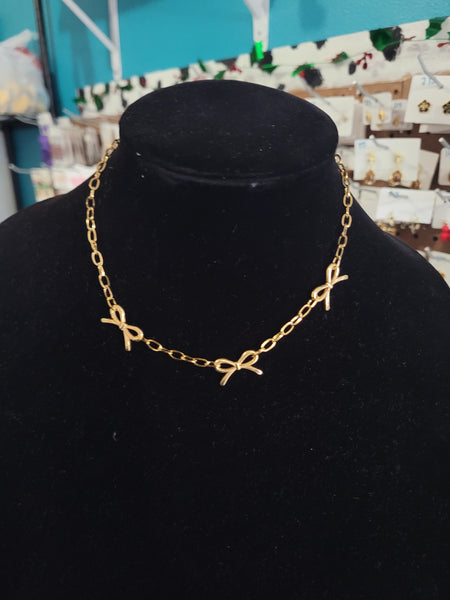 18k plated bow choker/necklace