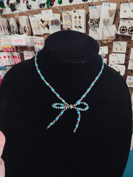 Western navajo pearl bow necklace
