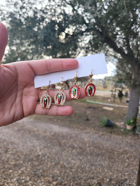 14k plated Virgen crystal huggies