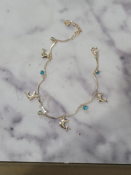 Dolphin charm 14k plated anklet