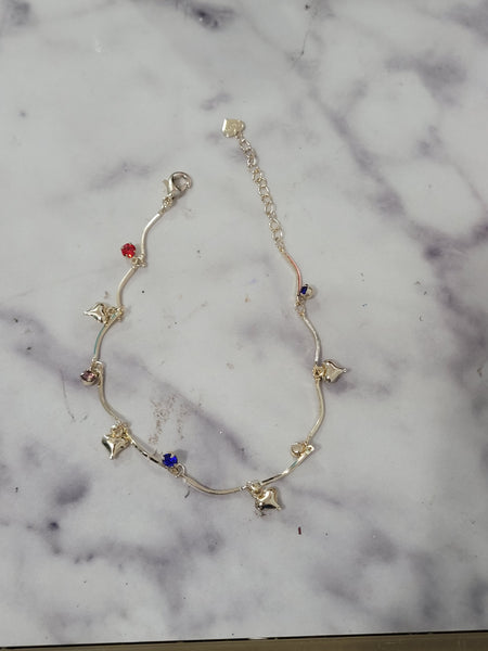 Heart charmed 14k plated anklet