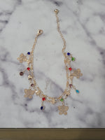 14k plated butterfly charm layered anklet
