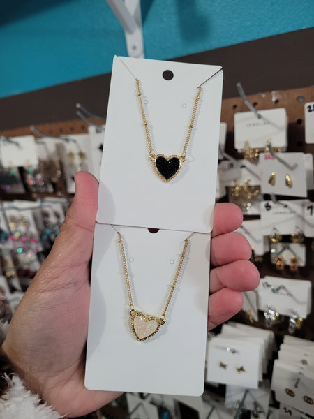 Ks druzy heart necklace