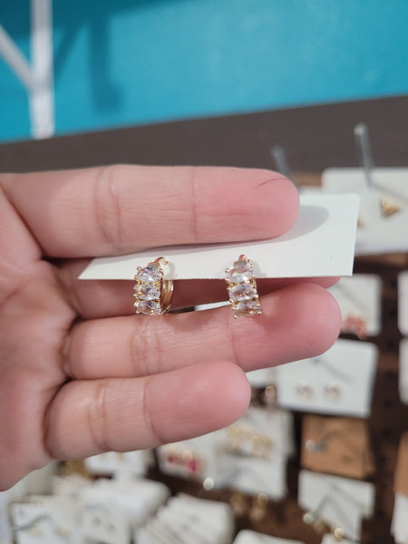 14k plated crystal huggies