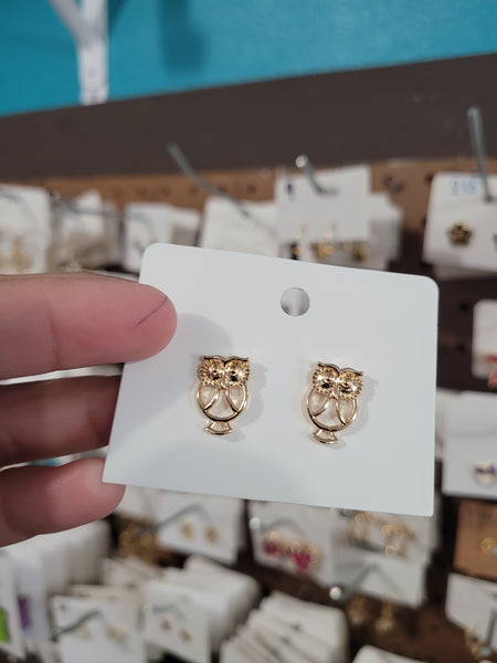 14k plated owl studs #58