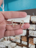 14k plated crystal blush huggies #53