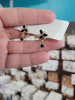 14k plated black crystal huggies #55