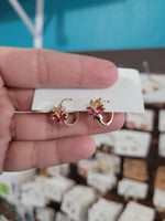 14k plated pink butterfly huggies #54