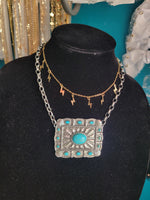 Big boy western turquoise square necklace/choker