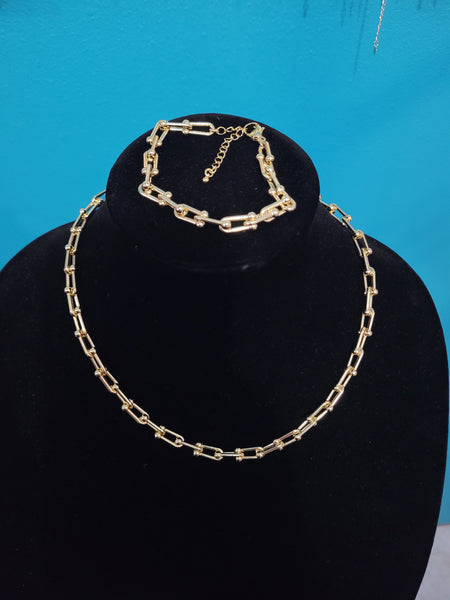 14k plated tiff necklace & bracelet