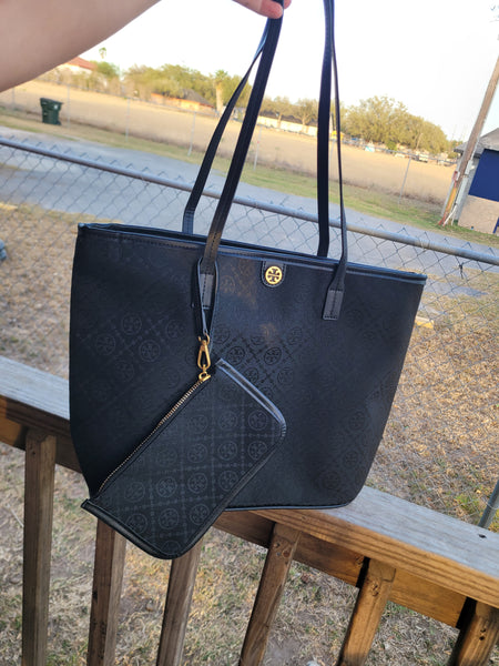 Tb monogram black with coinpouch Tote NO BOX