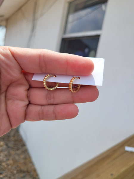 14k crystal huggies #63