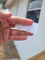 14k crystal huggies #63