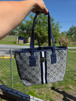 Tb monogram medium tote bags blue & nude