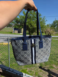 Tb monogram medium tote bags blue & nude