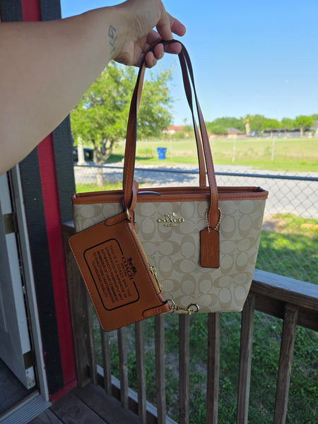 Coa small tote bags brown mono & black