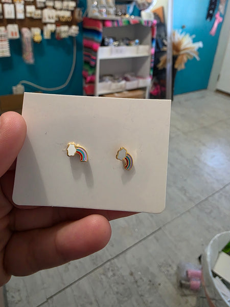 18k plated rainbow screw on studs #23