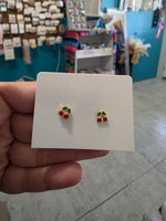 18k plated cherry screw on studs #21