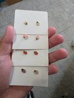 18k plated strawberry screw on studs #25