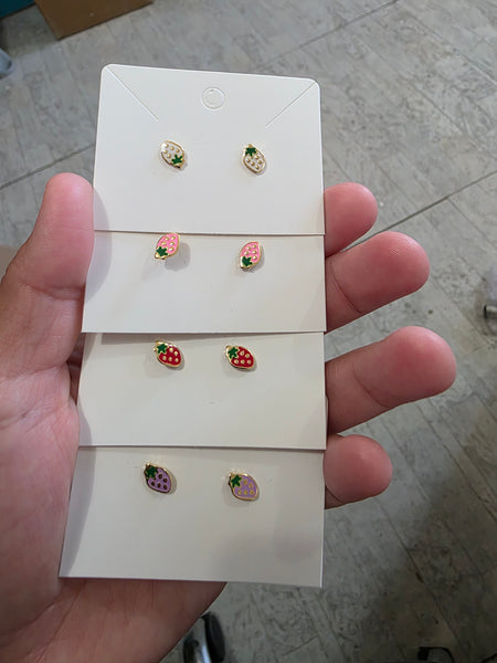 18k plated strawberry screw on studs #25