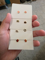 18k plated crown screw on studs #26