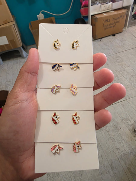 18k plated unicorn screw on studs #27