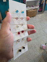 18k plated cube screw on studs #24
