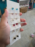 18k plated cube screw on studs #24