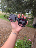 Y matte black branded sunnies with dust bag
