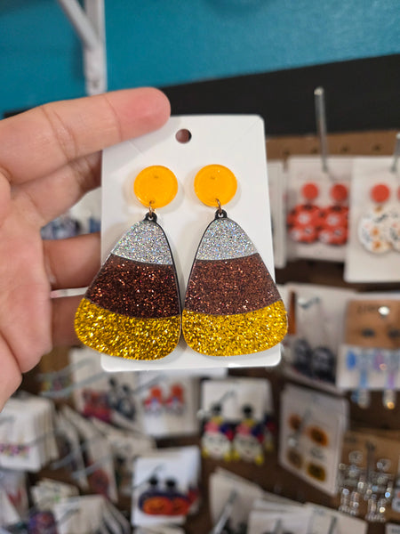 Candy corn acrylic glitter drops #263