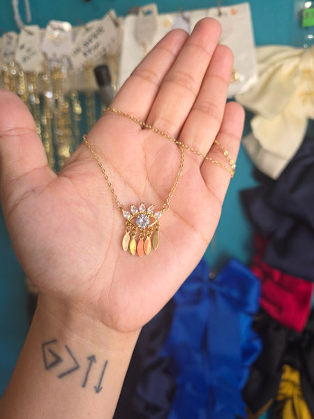 Evil eye 14k plated necklace