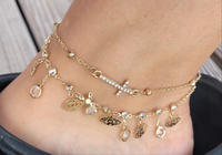 Ojito cross 14k plated layered anklet