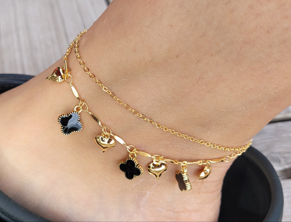 Vc 18k plated layered anklet
