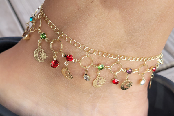 14k plated luna charm anklet