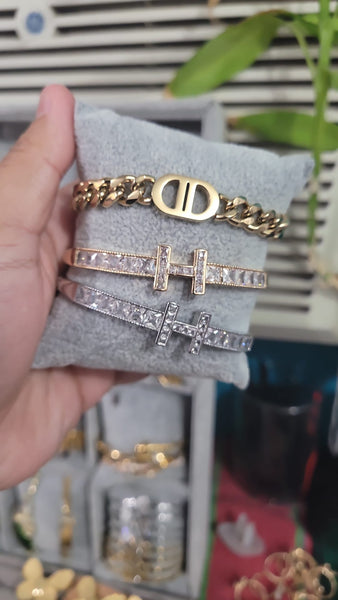 18k plated H bracelet SILVER