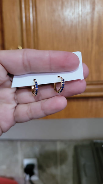 Crystal 14k plated huggies