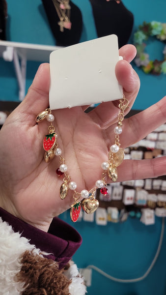 Strawberry charm bracelet