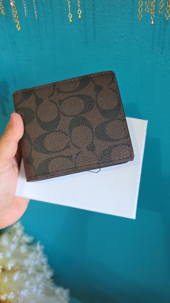 Co brown monogram mens wallet with box